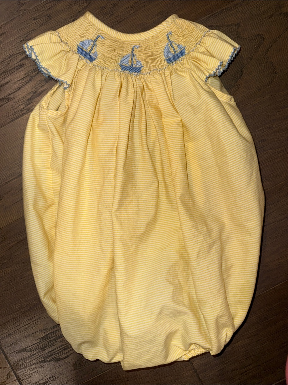 Southern Sunshine Yellow Smocked Sailboat Bubble for Kids- 3T